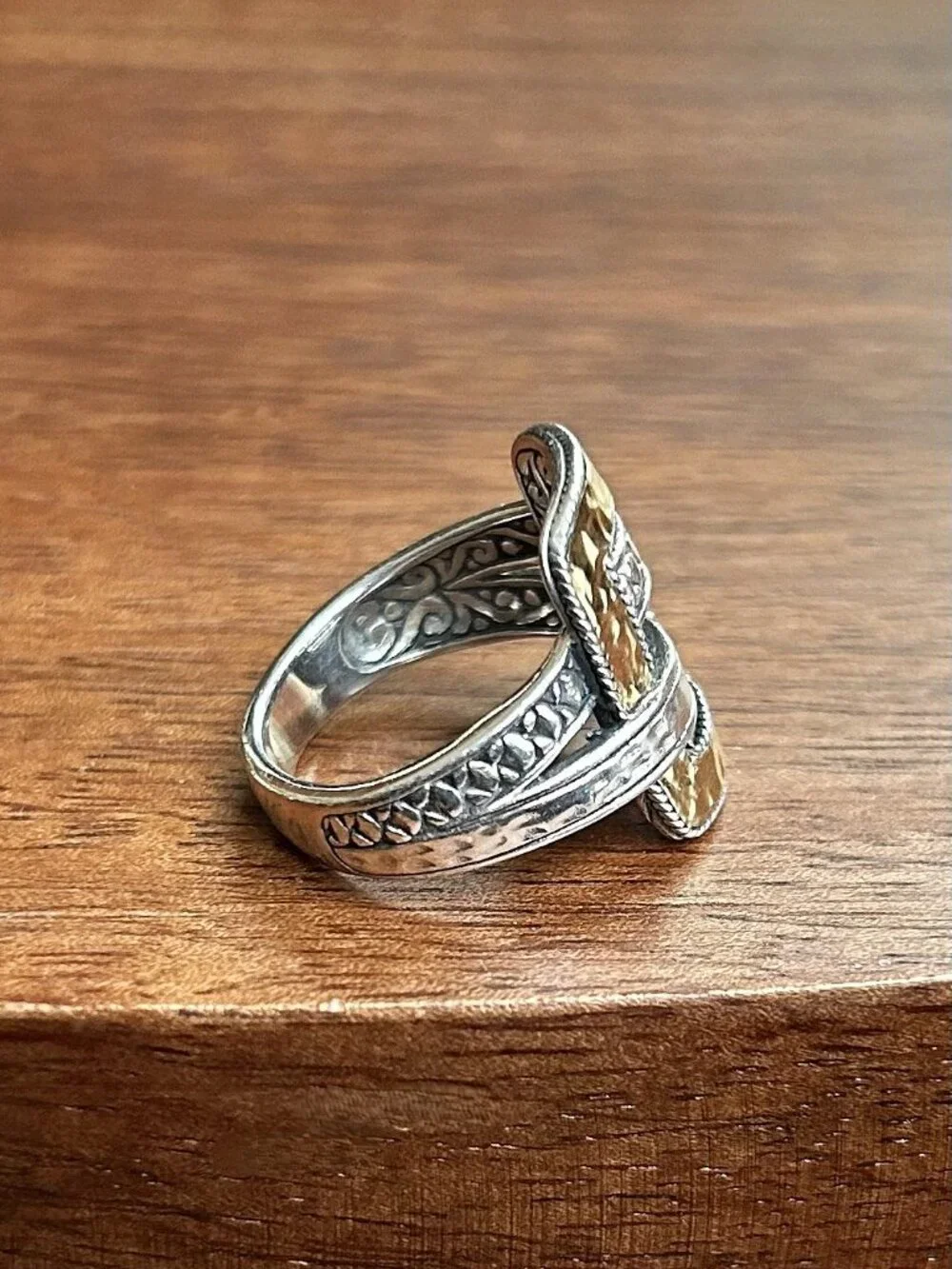 New ROSS SIMONS Sterling Silver and 18K Bali-Style Buckle Ring